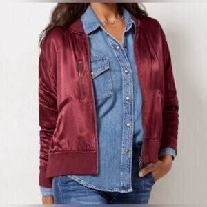 EUC Evereve Satin Gemma Bomber Jacket